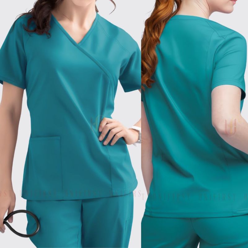 Đồng phục y tá điều dưỡng cổ V đơn giản